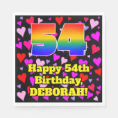 54誕生日：愛するハートパターン、虹# 54 スタンダードランチョンナプキン (正面)