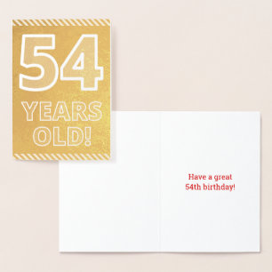 54誕生日:「54はっきりした歳！」 金箔カード 箔カード