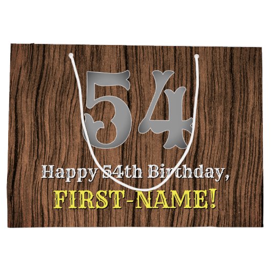 54誕生日: Country インスパイア Western  Look, Name ラージペーパーバッグ (裏面)