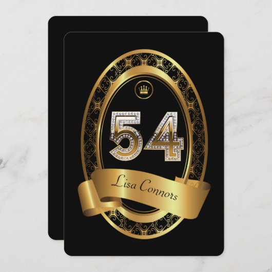 54，誕生日パーティーの女性，色エレガント 招待状 (正面/裏面)