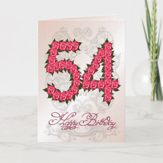 54th誕生日カード(バラと葉付) カード (正面)