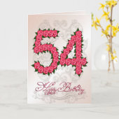 54th誕生日カード(バラと葉付) カード (黄色い花)