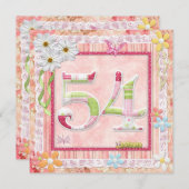 54th誕生日パーティースクラップブック作りスタイル 招待状 (正面/裏面)