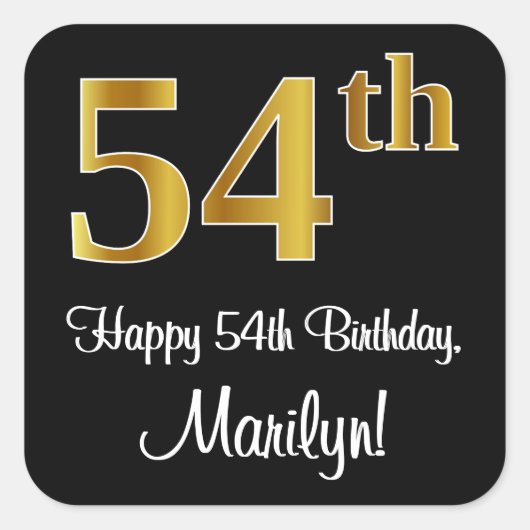 54th誕生日-エレガント豪華なフェイク金ゴールドルック# スクエアシール (正面)