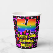 54th Birthday: Loving Hearts Pattern, Rainbow 54 紙コップ (裏面)