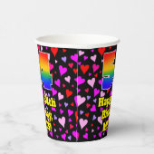 54th Birthday: Loving Hearts Pattern, Rainbow 54 紙コップ (右)