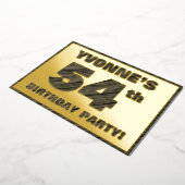 54th Birthday Party — はっきりしたWood Grainフェイク文字 箔招待状 (回転した状態)