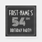 54th Birthday Party:アールデコスタイル+名前をカスタムする スタンダードランチョンナプキン (正面)