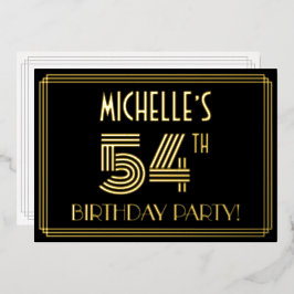 54th Birthday Party —アールデコスタイル「54」 +名前 箔招待状