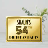 54th Birthday Party —アールデコスタイル「54」 & Name 箔招待状 (立ち正面)