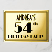 54th Birthday Party —アールデコ検索「54」 +名前 箔招待状 (正面)