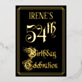 54th Birthday Party – スクリプファンシートと名前をカスタムする 箔招待状 (正面)