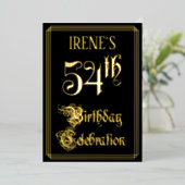 54th Birthday Party – スクリプファンシートと名前をカスタムする 箔招待状 (立ち正面)