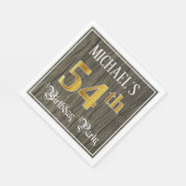 54th Birthday Party — フェイク金ゴールド&ウッドフェイク・ルックス スタンダードランチョンナプキン (角)