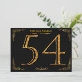 54th Birthday party, Gatsby styl，ブラック金ゴールドグリッター 招待状 (スタンド正面)