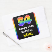 54th Birthday: Rainbow Spectrum # 54, Custom Name スクエアシール (封筒)