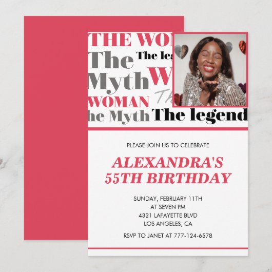 55おもしろい歳の誕生日の招待状Photo Myth Legend 招待状 (正面/裏面)