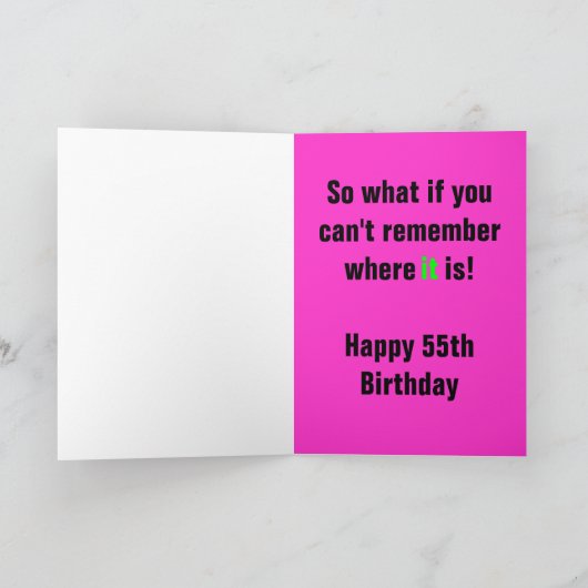 55おもしろい番目の誕生日カード(女性用) カード (内部)