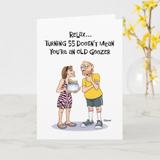 55おもしろい誕生日 カード (黄色い花)