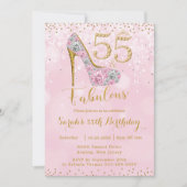 55と素晴らしいハイヒールダイヤモンド55誕生日 招待状 (正面)