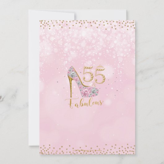 55と素晴らしいハイヒールダイヤモンド55誕生日 招待状 (裏面)