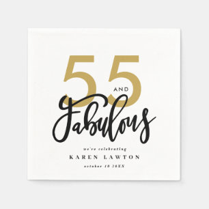 55と素晴らしい金ゴールド誕生日パーティーのナプキン スタンダードカクテルナプキン