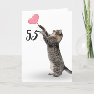 55よくはしゃぐ歳の誕生日カードのタビー猫 カード