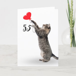 55よくはしゃぐ歳の誕生日カードのタビー猫 カード
