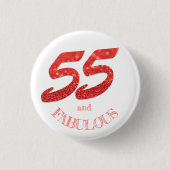 55アンドファブラス誕生日リビングコーラルグリッター 缶バッジ (正面)