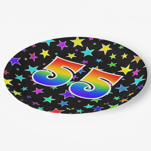 55イベント:はっきりした,おもしろい，レインカラフルボー55 ペーパープレート (アングル)