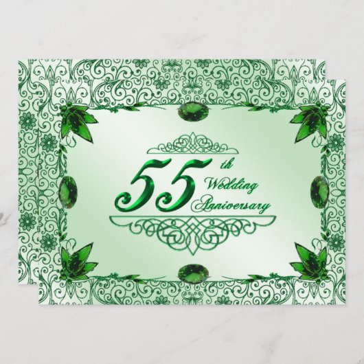 55エレガント周年結婚5.5時間365日招待状 招待状 (正面/裏面)