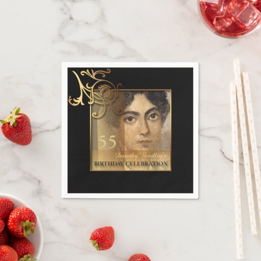 55エレガント誕生日フォト紙ナプキンス スタンダードカクテルナプキン (インサイチュ)