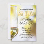 55エレガント誕生日ホワイトワイングラスカスタム 招待状 (正面)