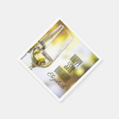 55エレガント誕生日金ゴールド《写真》ぼけ味ワイングラスパーティー スタンダードカクテルナプキン (角)