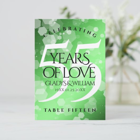 55エレガントthエメラルド結婚の記念日 サンキューカード (スタンド正面)