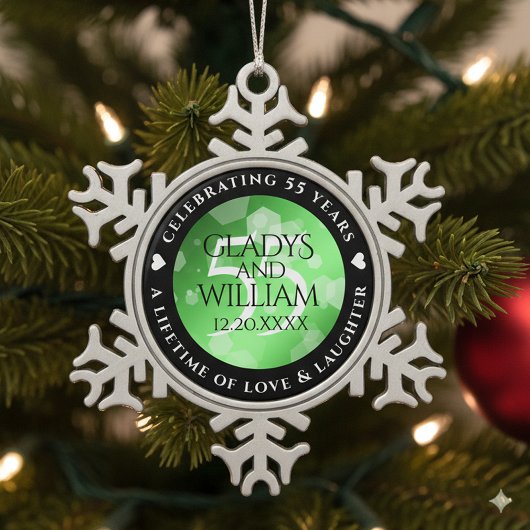 55エレガントthエメラルド結婚の記念日 スノーフレークピューターオーナメント