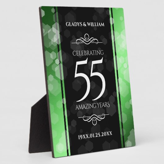 55エレガントthエメラルド結婚の記念日 フォトプラーク (側面)
