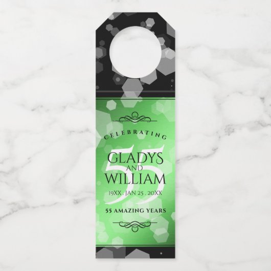 55エレガントthエメラルド結婚の記念日 ボトルネックタグ (裏面)