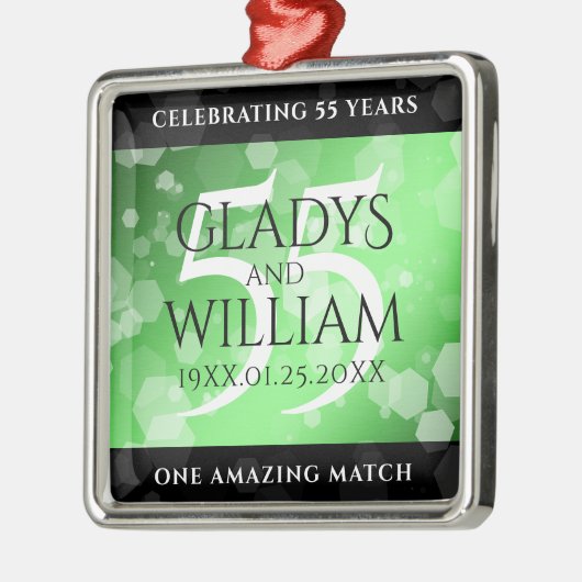 55エレガントthエメラルド結婚の記念日 メタルオーナメント (左)