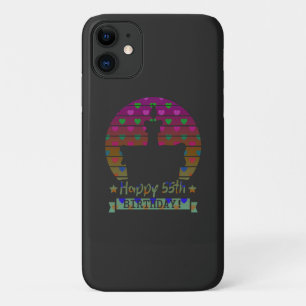 55カラフル番目のお誕生日ケーキにハート iPhone 11 ケース
