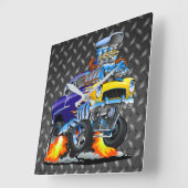 55カーおもしろいメタルダイヤモンド市松模様にプレート スクエア壁時計 (傾斜)