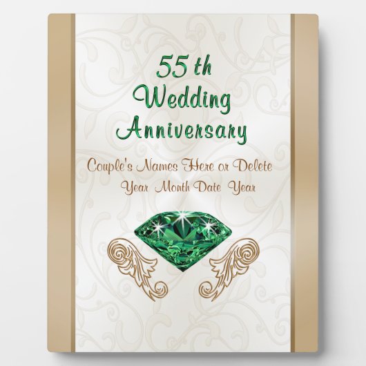 55パーソナライズされた周年記念結婚贈アイディア フォトプラーク (正面)