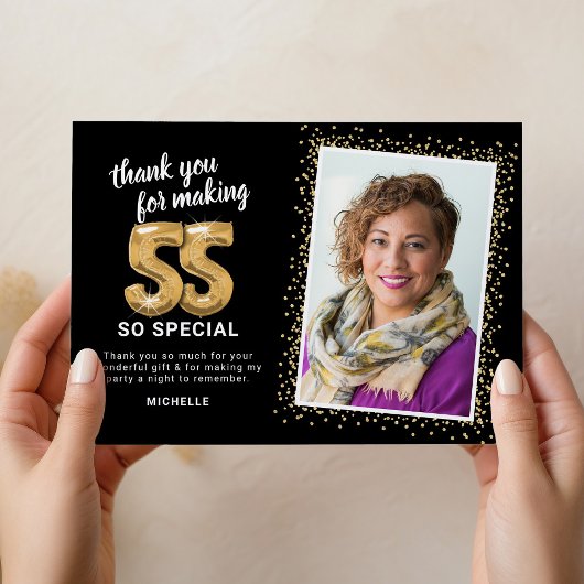 55モダン番目の誕生日写真 サンキューカード