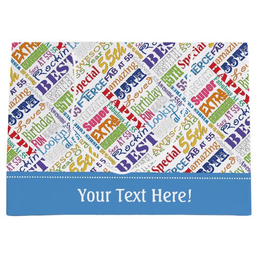 55ユニーク歳の誕生日に贈られる特別な贈り物 ラージペーパーバッグ (正面)