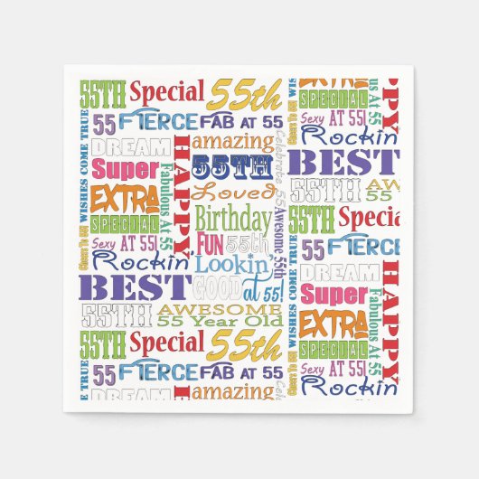 55ユニーク歳の誕生日プレゼント スタンダードカクテルナプキン (正面)