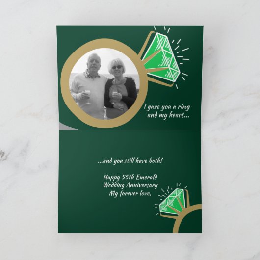 55周年のエメラルド金ゴールドリングで写真 カード (内部)