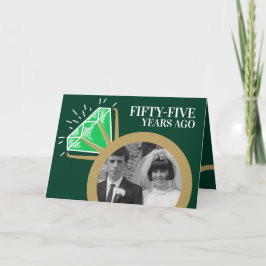55周年のエメラルド金ゴールドリングで写真 カード