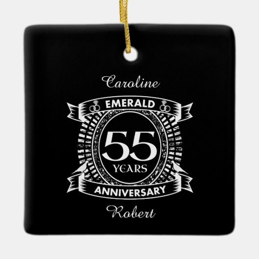 55周年エメ結婚ラルドクレスト セラミックオーナメント (正面)