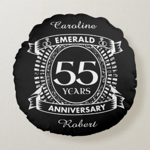 55周年エメ結婚ラルドクレスト ラウンドクッション