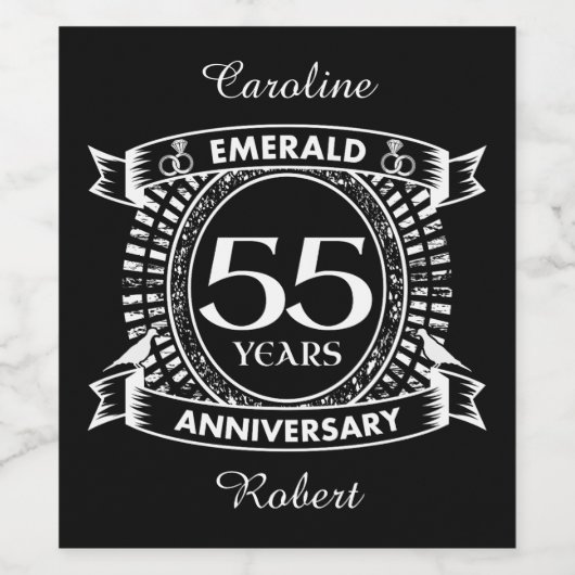 55周年エメ結婚ラルドクレスト ワインラベル (シングルラベル)